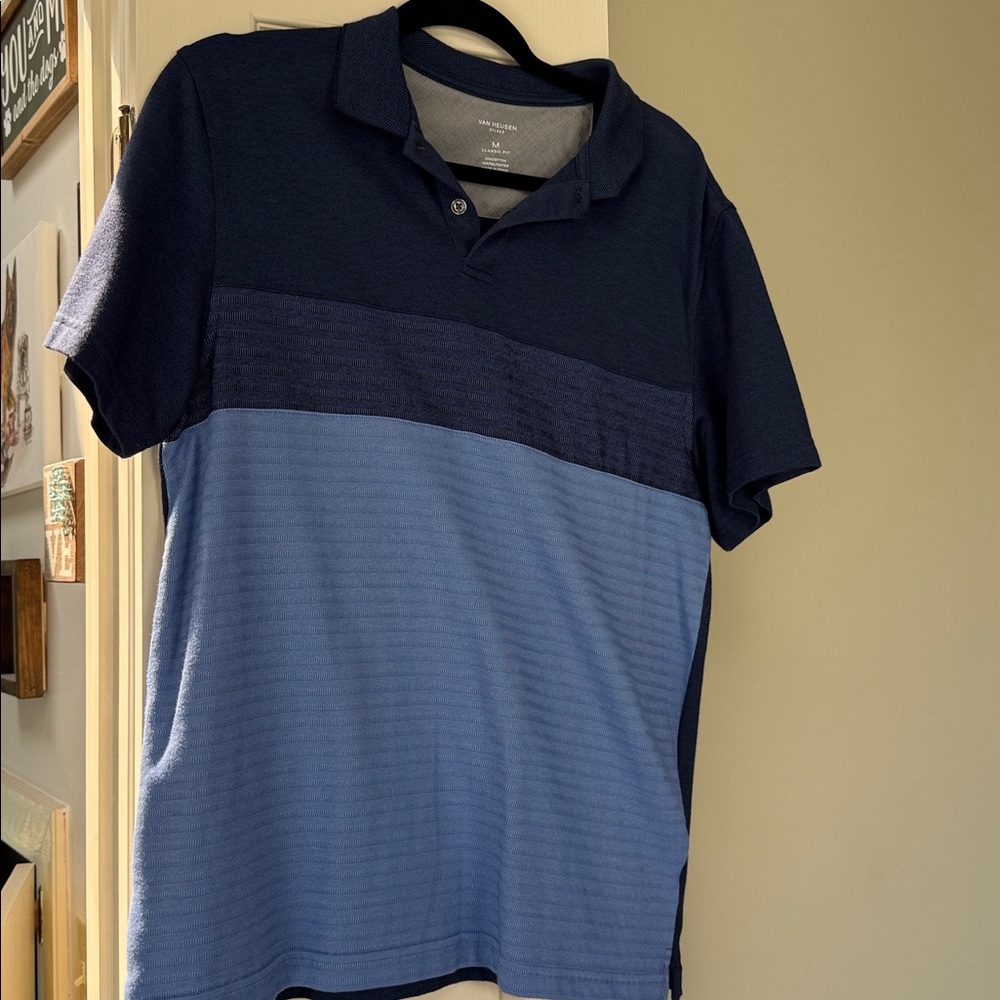 Van Heusen Navy and light blue Flex Classic Fit Polo.